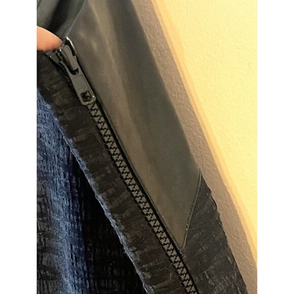 Helmut Lang Leather Accent Mini Tank Dress •2• Black Zippered Warped Suiting - Picture 8 of 14